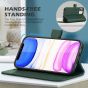 SHIELDON iPhone 12 Wallet Case, iPhone 12 Pro Wallet Cover, Genuine Leather Cover, RFID Blocking, Folio Flip Kickstand, Magnetic Closure for iPhone 12 / Pro 6.1-inch 5G Midnight Green