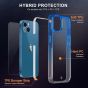SHIELDON iPhone 13 Clear Case Anti-Yellowing, Transparent Thin Slim Anti-Scratch Shockproof PC+TPU Case with Tempered Glass Screen Protector for iPhone 13 - Blue&Clear