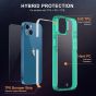 SHIELDON iPhone 13 Clear Case Anti-Yellowing, Transparent Thin Slim Anti-Scratch Shockproof PC+TPU Case with Tempered Glass Screen Protector for iPhone 13 - Green Frame