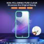SHIELDON iPhone 13 Clear Case Anti-Yellowing, Transparent Thin Slim Anti-Scratch Shockproof PC+TPU Case with Tempered Glass Screen Protector for iPhone 13 - Green Frame