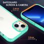 SHIELDON iPhone 13 Clear Case Anti-Yellowing, Transparent Thin Slim Anti-Scratch Shockproof PC+TPU Case with Tempered Glass Screen Protector for iPhone 13 - Green Frame
