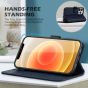 SHIELDON iPhone 13 Pro Wallet Case, iPhone 13 Pro Genuine Leather Cover with Magnetic Clasp - Navy Blue