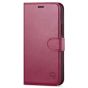 SHIELDON iPhone 13 Pro Wallet Case, iPhone 13 Pro Genuine Leather Cover with Magnetic Clasp - Red Violet