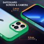 SHIELDON iPhone 13 Pro Max Clear Case Anti-Yellowing, Transparent Thin Slim Anti-Scratch Shockproof PC+TPU Case with Tempered Glass Screen Protector for iPhone 13 Pro Max 5G - Blue&Green