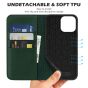 SHIELDON iPhone 13 Pro Max Wallet Case, iPhone 13 Pro Max Genuine Leather Cover - Midnight Green