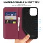SHIELDON iPhone 13 Pro Max Wallet Case, iPhone 13 Pro Max Genuine Leather Cover - Red Violet