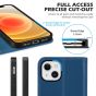 SHIELDON iPhone 13 Wallet Case, iPhone 13 Genuine Leather Cover with RFID Blocking, Book Folio Flip Kickstand Magnetic Closure - Navy Blue