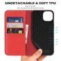 SHIELDON iPhone 13 Wallet Case, iPhone 13 Genuine Leather Cover with RFID Blocking, Book Folio Flip Kickstand Magnetic Closure - Red