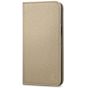 SHIELDON iPhone 13 Wallet Case, iPhone 13 Genuine Leather Cover with RFID Blocking, Book Folio Flip Kickstand Magnetic Closure - Khaki - Litchi Pattern