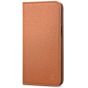 SHIELDON iPhone 13 Wallet Case, iPhone 13 Genuine Leather Cover with RFID Blocking, Book Folio Flip Kickstand Magnetic Closure - Light Brown - Litchi Pattern