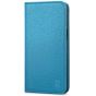 SHIELDON iPhone 13 Wallet Case, iPhone 13 Genuine Leather Cover with RFID Blocking, Book Folio Flip Kickstand Magnetic Closure - Light Blue - Litchi Pattern