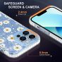 SHIELDON iPhone 13 Pro Max Clear Case Anti-Yellowing, Transparent Thin Slim Anti-Scratch Shockproof PC+TPU Case with Tempered Glass Screen Protector for iPhone 13 Pro Max 5G - Pattern White Blossom
