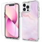 SHIELDON iPhone 13 Pro Max Clear Case Anti-Yellowing, Transparent Thin Slim Anti-Scratch Shockproof PC+TPU Case with Tempered Glass Screen Protector for iPhone 13 Pro Max 5G - Print Pink Marble