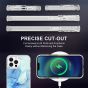 SHIELDON iPhone 13 Pro Max Clear Case Anti-Yellowing, Transparent Thin Slim Anti-Scratch Shockproof PC+TPU Case with Tempered Glass Screen Protector for iPhone 13 Pro Max 5G - Print Light Blue Marble