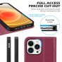 SHIELDON iPhone 13 Pro Wallet Case, iPhone 13 Pro Genuine Leather Cover with Magnetic Closure - Red Violet