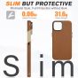 Shieldon iPhone 15 Genuine Leather case, Support Wireless Charging, Raised Edges Slim Fit Non-Slip Shockproof Protective Phone Case for Regular iPhone 15 - Brown