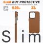 Shieldon iPhone 15 Pro Genuine Leather case, MagSafe Compatible, Raised Edges, Slim Fit Non-Slip Shockproof Protective Phone Case for iPhone 15 Pro - Brown