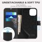SHIELDON iPhone 13 Mini Genuine Leather Case, iPhone 13 Mini Wallet Cover with Magnetic Clasp Closure - Black