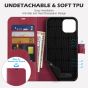 SHIELDON iPhone 14 Wallet Case, iPhone 14 Genuine Leather Cover Book Folio Flip Kickstand Case with Magnetic Clasp - Red Violet