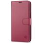 SHIELDON iPhone 14 Wallet Case, iPhone 14 Genuine Leather Cover Book Folio Flip Kickstand Case with Magnetic Clasp - Red Violet