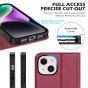 SHIELDON iPhone 14 Wallet Case, iPhone 14 Genuine Leather Cover with RFID Blocking, Book Folio Flip Kickstand Magnetic Closure - Red Violet