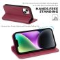 SHIELDON iPhone 14 Wallet Case, iPhone 14 Genuine Leather Cover with RFID Blocking, Book Folio Flip Kickstand Magnetic Closure - Red Violet