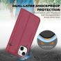 SHIELDON iPhone 14 Wallet Case, iPhone 14 Genuine Leather Cover with RFID Blocking, Book Folio Flip Kickstand Magnetic Closure - Red Violet