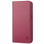 SHIELDON iPhone 14 Wallet Case, iPhone 14 Genuine Leather Cover with RFID Blocking, Book Folio Flip Kickstand Magnetic Closure - Red Violet