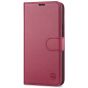 SHIELDON iPhone 14 Plus Wallet Case, iPhone 14 Plus Genuine Leather Cover Book Folio Flip Kickstand Case with Magnetic Clasp - Red Violet