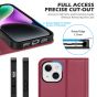 SHIELDON iPhone 14 Plus Wallet Case, iPhone 14 Plus Genuine Leather Cover with RFID Blocking, Book Folio Flip Kickstand Magnetic Closure - Red Violet