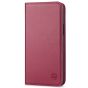 SHIELDON iPhone 14 Plus Wallet Case, iPhone 14 Plus Genuine Leather Cover with RFID Blocking, Book Folio Flip Kickstand Magnetic Closure - Red Violet