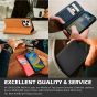 SHIELDON iPhone 14 Pro Wallet Case, iPhone 14 Pro Genuine Leather Cover Folio Case with Magnetic Closure - Red Violet
