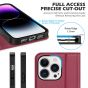 SHIELDON iPhone 14 Pro Wallet Case, iPhone 14 Pro Genuine Leather Cover Folio Case with Magnetic Closure - Red Violet