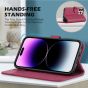 SHIELDON iPhone 14 Pro Max Wallet Case, iPhone 14 Pro Max Genuine Leather Cover with Magnetic Clasp Closure Flip Case - Red Violet