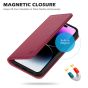SHIELDON iPhone 14 Pro Max Wallet Case, iPhone 14 Pro Max Genuine Leather Folio Cover - Red Violet