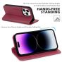 SHIELDON iPhone 14 Pro Max Wallet Case, iPhone 14 Pro Max Genuine Leather Folio Cover - Red Violet