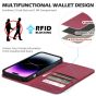 SHIELDON iPhone 14 Pro Max Wallet Case, iPhone 14 Pro Max Genuine Leather Folio Cover - Red Violet