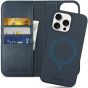 SHIELDON iPhone 15 Pro Max Magnetic Detachable Leather Case, iPhone 15 Pro Max Flip Case, Qi Wireless Charging Compatible - Navy Blue