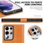 SHIELDON SAMSUNG S21 Ultra Wallet Case - SAMSUNG Galaxy S21 Ultra 6.8-inch Folio Leather Case with Double Magnetic Tab Closure - Brown