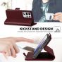 SHIELDON SAMSUNG S21 Ultra Wallet Case - SAMSUNG Galaxy S21 Ultra 6.8-inch Folio Leather Case with Double Magnetic Tab Closure - Wine Red