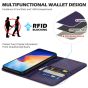 SHIELDON SAMSUNG S22 Wallet Case - SAMSUNG GALAXY S22 Genuine Leather Case Folio Cover - Dark Purple