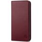 SHIELDON SAMSUNG S22 Plus Wallet Case - SAMSUNG GALAXY S22 Plus Genuine Leather Case Folio Cover - Wine Red