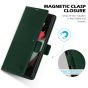 SHIELDON SAMSUNG S22 Ultra Wallet Case - SAMSUNG Galaxy S22 Ultra 5G Genuine Leather Case Folio Cover with Double Magnetic Tab Closure - Midnight Green