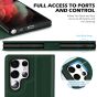 SHIELDON SAMSUNG S22 Ultra Wallet Case - SAMSUNG Galaxy S22 Ultra 5G Genuine Leather Case Folio Cover with Double Magnetic Tab Closure - Midnight Green