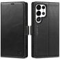 SHIELDON SAMSUNG Galaxy S24 Ultra Wallet Case, SAMSUNG S24 Ultra Leather Cover Flip Folio Book Case - Black - Retro