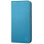 SHIELDON iPhone 11 Wallet Case, Genuine Leather, RFID Blocking, Magnetic Closure - Light Blue - Litchi Pattern