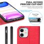 SHIELDON iPhone 11 Wallet Case, Genuine Leather, RFID Blocking, Magnetic Closure - Red - Litchi Pattern