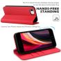 SHIELDON iPhone 8 Wallet Case - iPhone 7 Genuine Leather Kickstand Case - Red - Litchi Pattern