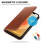 SHIELDON iPhone 13 Pro Wallet Case, iPhone 13 Pro Genuine Leather Cover with Magnetic Closure - Brown - Retro