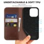 SHIELDON iPhone 13 Pro Wallet Case, iPhone 13 Pro Genuine Leather Cover with Magnetic Closure - Coffee - Retro
